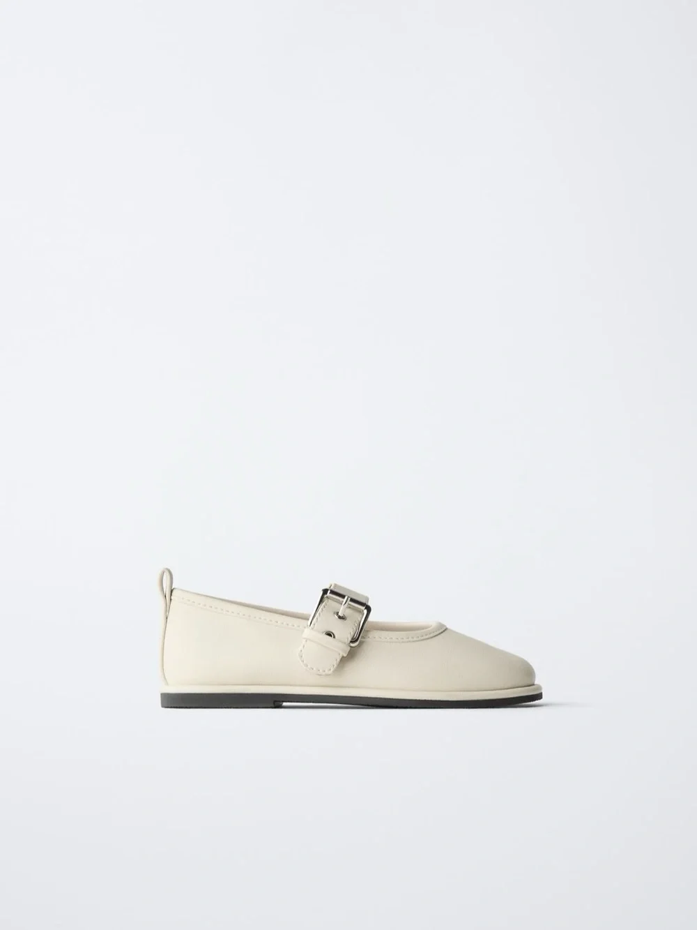 Zara Cream Mary Jane Shoes Buckle Ballet Flats